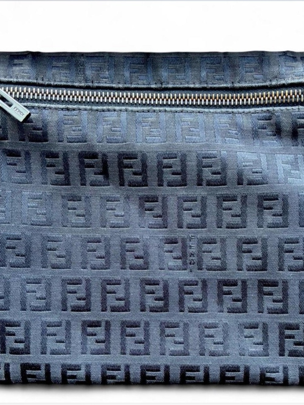 Vintage Fendi Zucca FF Monogram Brown & Black Zip Pouch